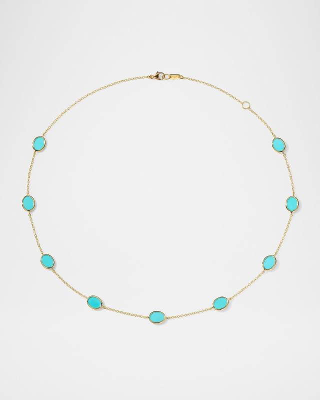 18K Gold Polished Rock Candy Confetti Necklace in Turquoise